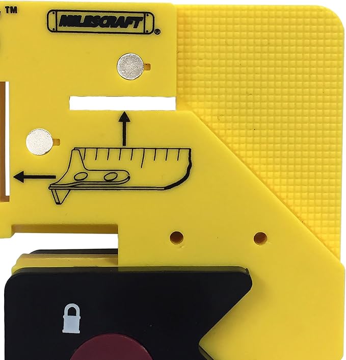 45 Cutting Jig - Adjustable gap setting, a measuring and marking tool for decorative trim installation.