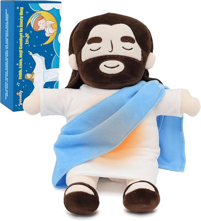 A breathing, comforting plush toy: the Heart of Jesus doll, the Savior doll.