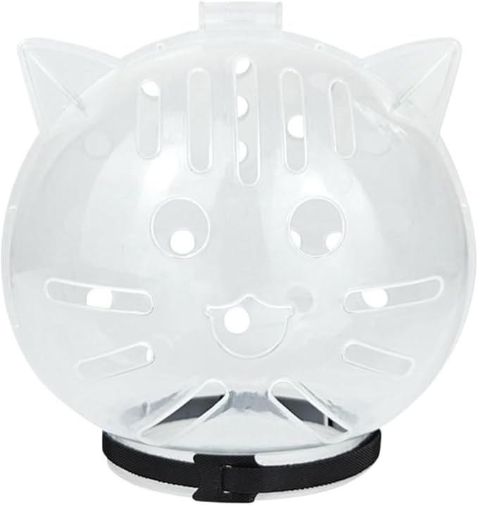 Cat Grooming Helmet, Transparent Head Cover | Anti-Bite Muzzle, suitable for brushing, nail trimming, and bathing.