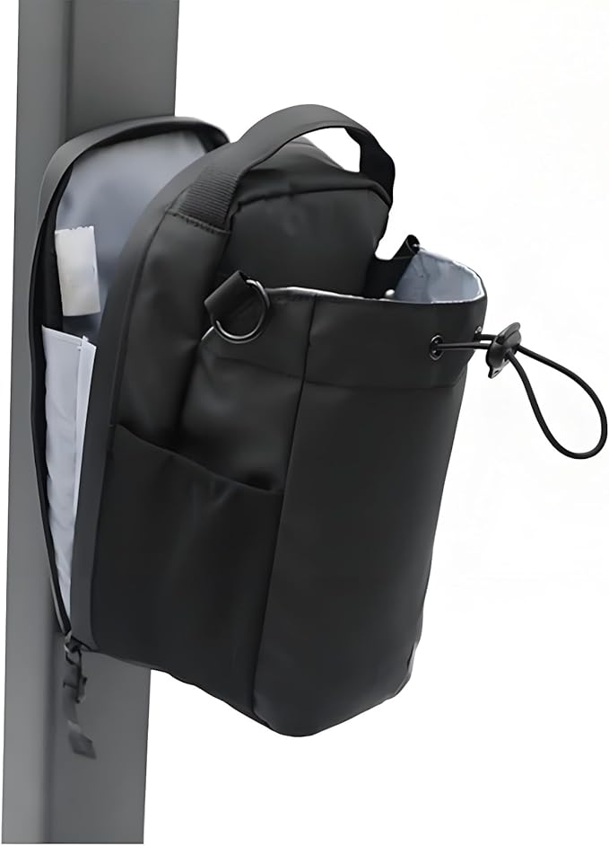 Magnetic fitness bag, portable large-capacity gym bag with phone pocket, water bottle holder, and storage compartments, black, sporty style.