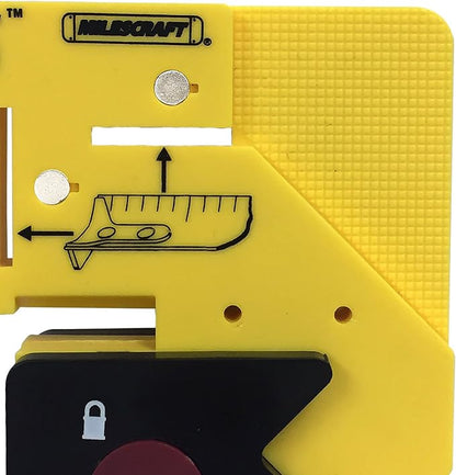 45 Cutting Jig - Adjustable gap setting, a measuring and marking tool for decorative trim installation.