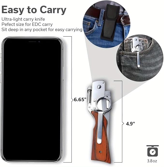 ⚡Last Day 60% OFF-🦋⚔️AK47 folding knife with one-piece steel handle and wooden handle, featuring LED light.-Kitchenware&Camping Gear