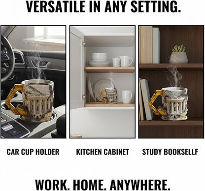 3D Excavator Demolishing Building Theme Novelty Shaped Mug