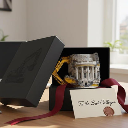 3D Excavator Demolishing Building Theme Novelty Shaped Mug