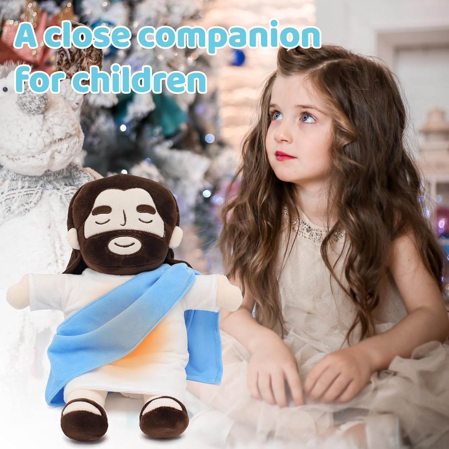 A breathing, comforting plush toy: the Heart of Jesus doll, the Savior doll.