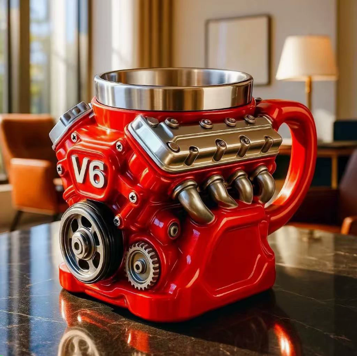 V8 Engine Coffee Mug,Personalized Coffee Mug,Creative Car Engine Coffee Cup for Car Lovers Gifts